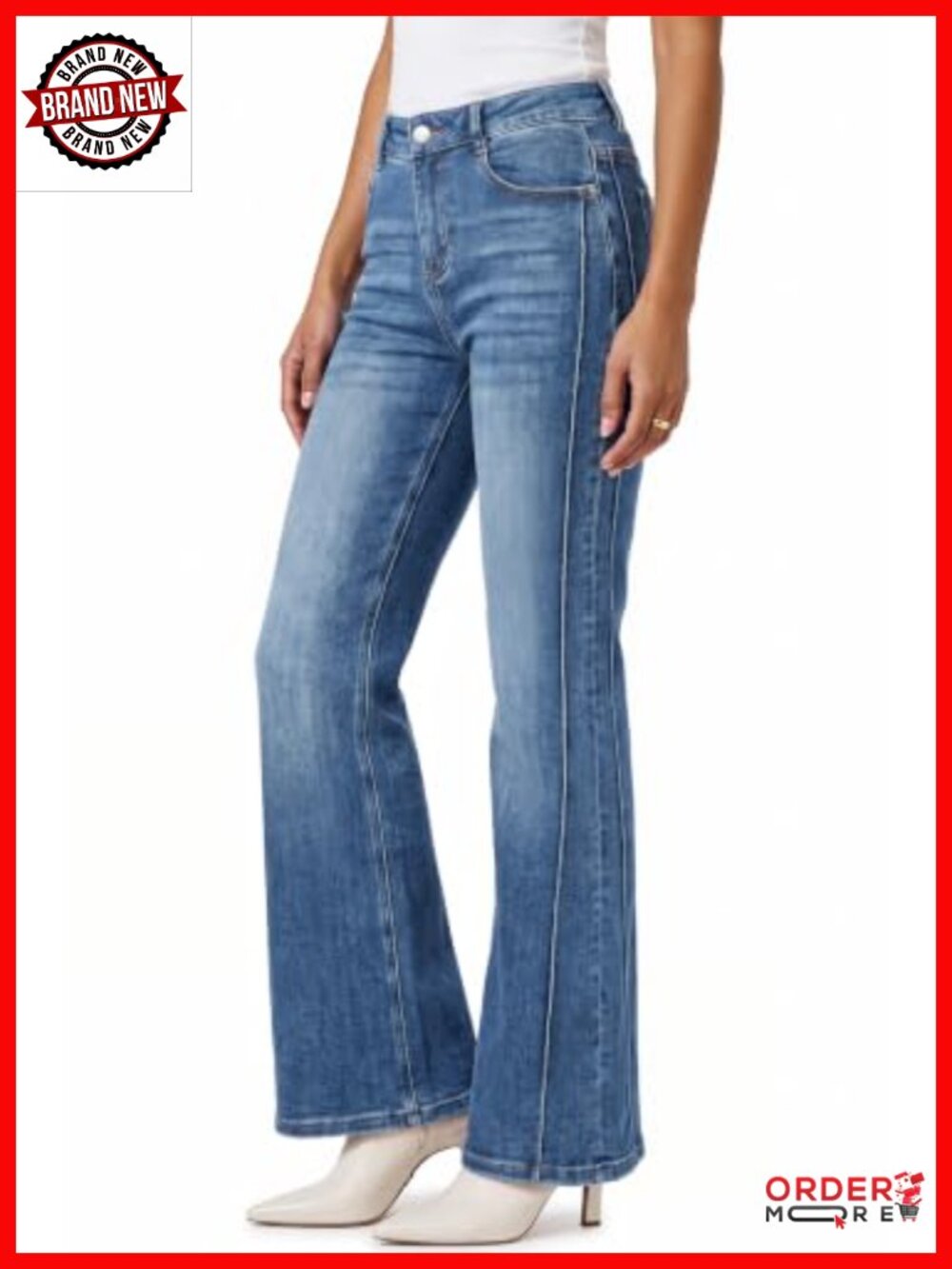 High Stretch Cotton Blend Bootcut Flare Jeans